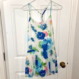 abercrombie & fitch mini white, blue, pink, green floral chiffon dress size S